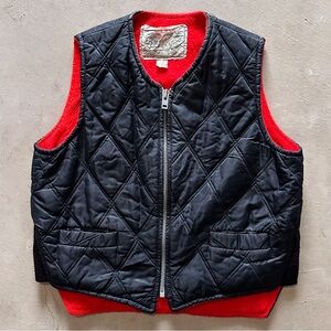 vintage 70s black quilted vest